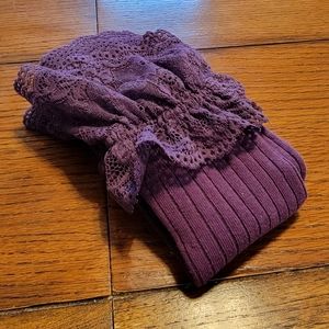 NWOT Lace Trim Purple Thigh-High Boot Socks